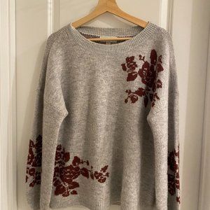 Target Knox Rose Grey Sweater with Rose Details in Size L